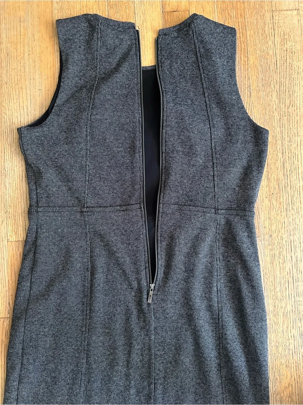 Ann Taylor LOFT Black Gray Tweed Sleeveless Professional Office Sheath Dress 14